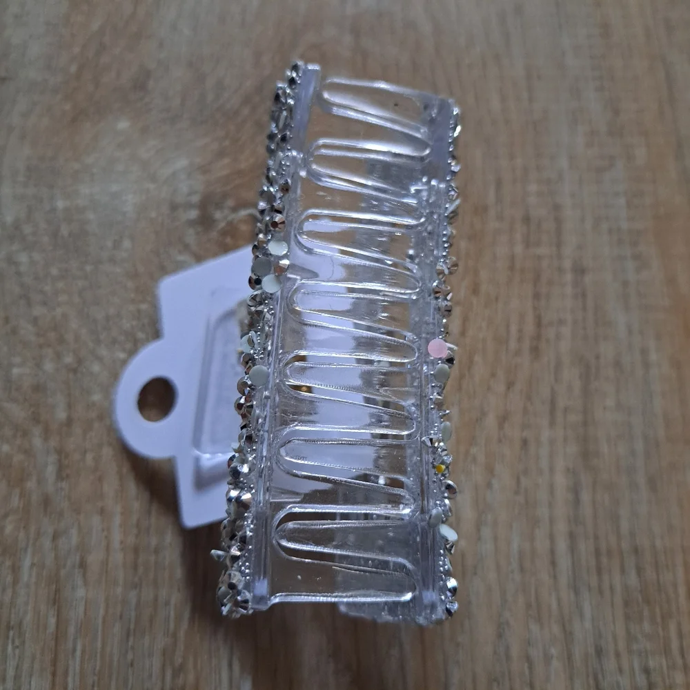 Fashion Jewelry Silver Gray Medium 14 Claws Shimmering Hair Clip New